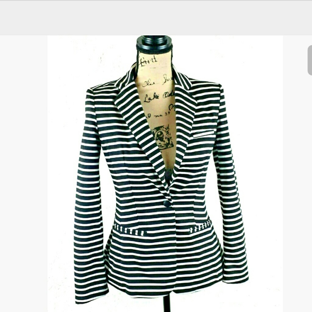 Women's striped black white dress jacket size Xs